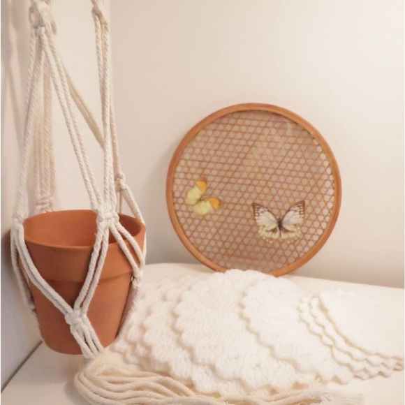 Terracotta Hanging Planter with Macrame Hanger - Picture 1 of 7